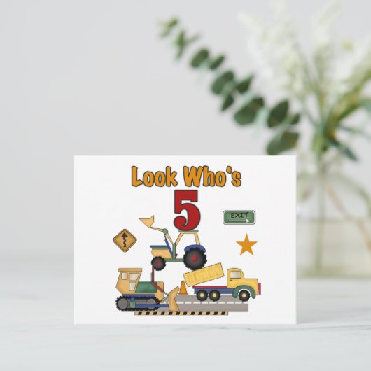 Bouw 5e verjaardag Tshirts en geschenken Briefkaart (Staand voorkant)