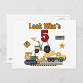 Bouw 5e verjaardag Tshirts en geschenken Briefkaart (Voorkant / Achterkant)