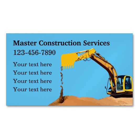 Bouw Aarde Bewegende Diensten Magnetisch Visitekaartje (Voorkant)