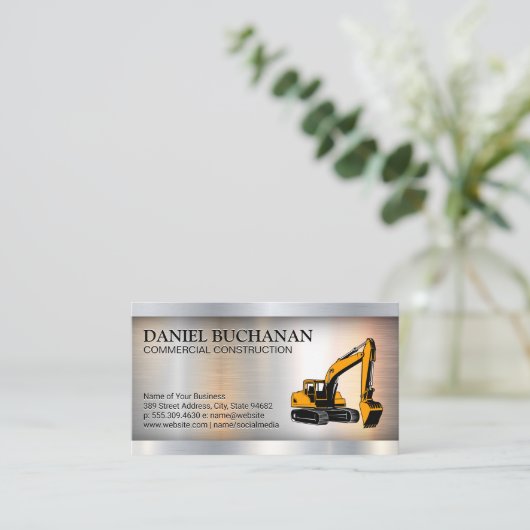 Bouw aarde verplaatsend voertuig | Metaal Visitekaartje (Staand voorkant)