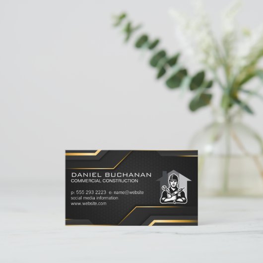 Bouw | Algemene Logo-contractant Visitekaartje (Staand voorkant)