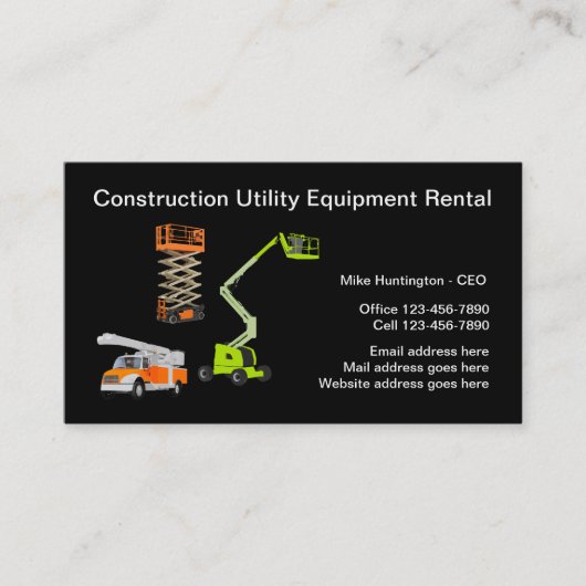 Bouw apparatuur Verhuur Visitekaartje (Voorkant)