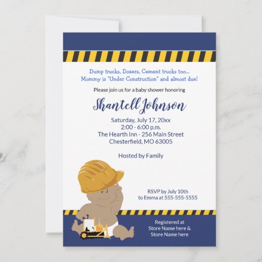 Bouw Baby Donkere huid Baby shower Kaart (Voorkant)