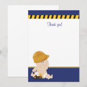 Bouw Baby (marineblauw) Flat Dank u wel Notitiekaartje (Voorkant / Achterkant)