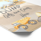 Bouw Baby shower Dump Gifts | Kaarten hier Poster (Hoek)