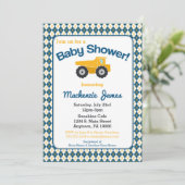 Bouw Baby shower Invitation Boy Truck Kaart (Staand voorkant)
