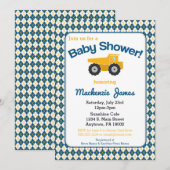 Bouw Baby shower Invitation Boy Truck Kaart (Voorkant / Achterkant)
