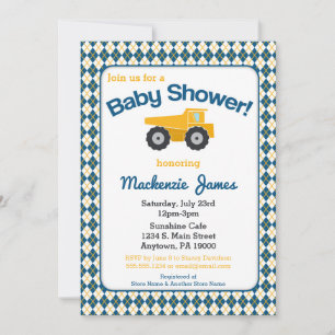 Bouw Baby shower Invitation Boy Truck Kaart