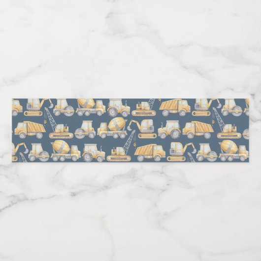 Bouw Baby shower op vrachtwagen Waterfles Etiket (Enkel label)