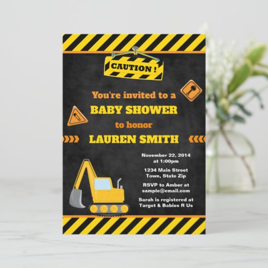 Bouw Baby shower Uitnodiging Baby Boy (Staand voorkant)