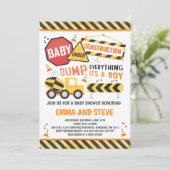 Bouw Baby shower Uitnodigingwagen Kaart (Staand voorkant)