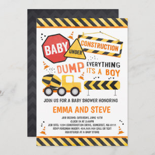 Bouw Baby shower Uitnodigingwagen Kaart