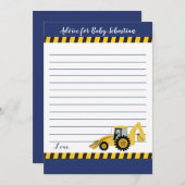 Bouw backhoe Boy Baby shower Advice Kaarten (Voorkant / Achterkant)