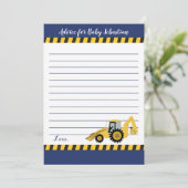 Bouw backhoe Boy Baby shower Advice Kaarten (Staand voorkant)