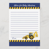 Bouw backhoe Boy Baby shower Advice Kaarten (Voorkant)