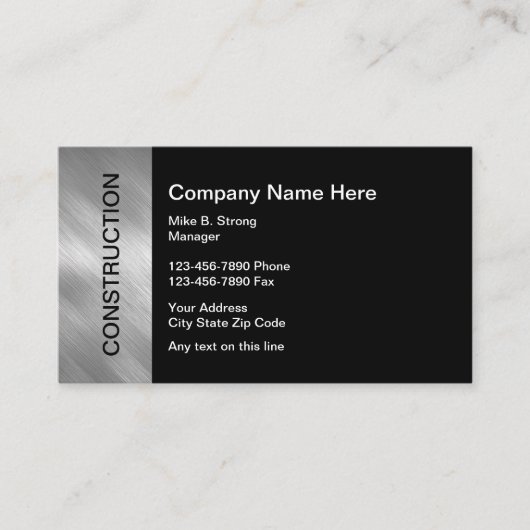 Bouw Bedrijfs Sjabloon Visitekaartje (Voorkant)