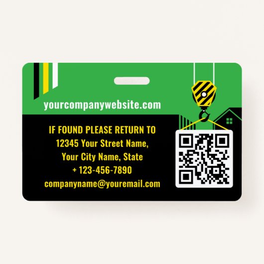 Bouw Bezoekerspas ID Groen Aangepaste badge (Achterkant)