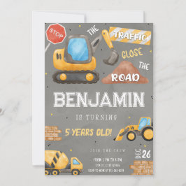 Bouw Birthday Dump Truck Party nodigt uit Kaart