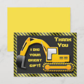 Bouw Birthday Party Dank u Bedankkaart (Voorkant / Achterkant)