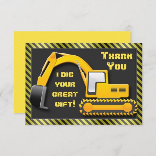 Bouw Birthday Party Dank u Bedankkaart (Voorkant / Achterkant)