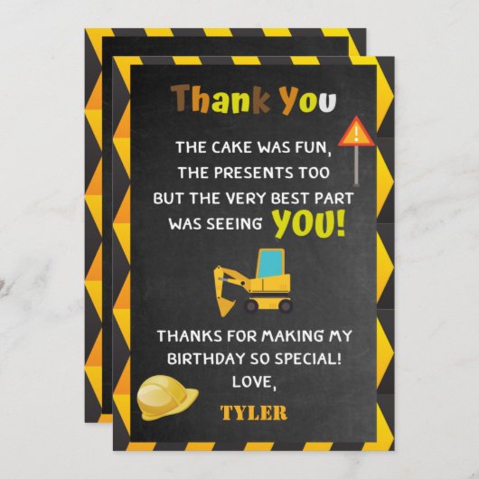 Bouw Birthday Party Hartelijk dank Bedankkaart (Voorkant / Achterkant)