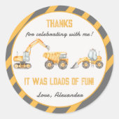 Bouw Birthday Party Hartelijk dank Ronde Sticker (Voorkant)