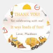 Bouw Birthday Party Hartelijk dank Ronde Sticker (Voorkant)