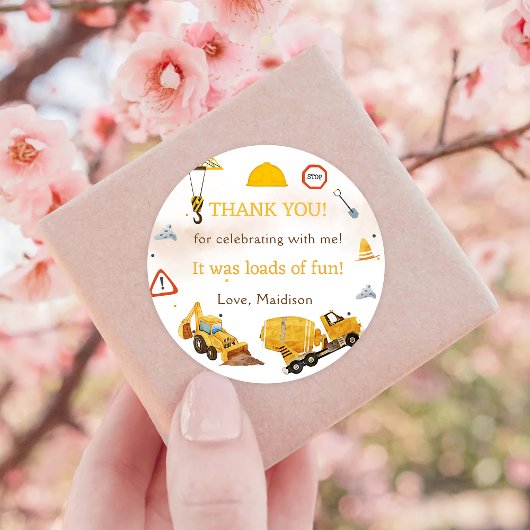 Bouw Birthday Party Hartelijk dank Ronde Sticker