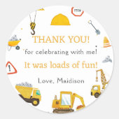 Bouw Birthday Party Hartelijk dank Ronde Sticker (Voorkant)