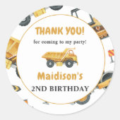 Bouw Birthday Party Hartelijk dank Ronde Sticker (Voorkant)