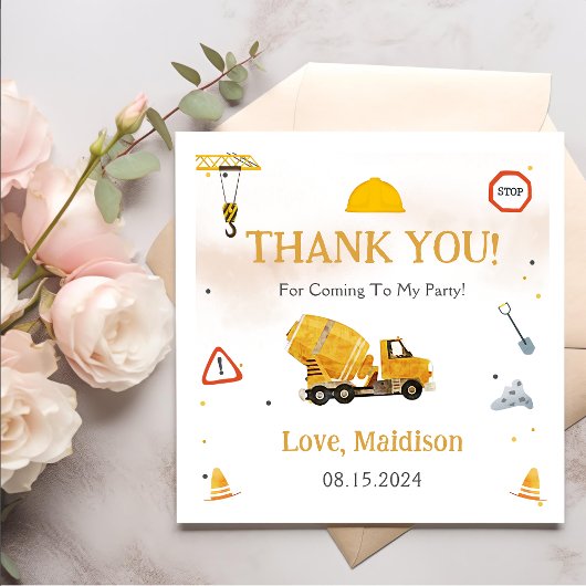 Bouw Birthday Party Hartelijk dank Servet