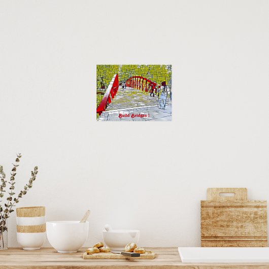 Bouw Bruggen Abstracte kunst Modern Wall Poster (Keuken)