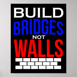 Bouw Bruggen Niet Muren Democraat Anti Trump Polit Poster