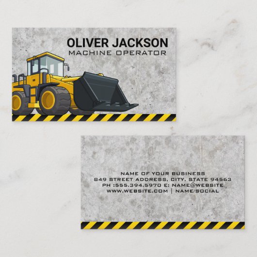 Bouw | Bull Dozer | Zware machines Visitekaartje (Voorkant / Achterkant)