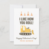 Bouw Bulldozer Kinder Classroom Valentijn Notitiekaartje (Voorkant)