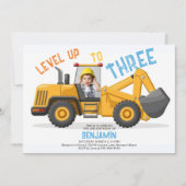 Bouw Bulldozer Niveau Omhoog Foto 3e Verjaardag Kaart (Voorkant)