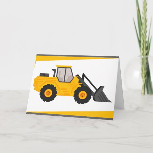 Bouw Bulldozer Truck Birthday Kaart (Voorkant)