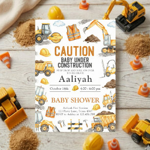 bouw bulldozer viering baby jongen shower kaart