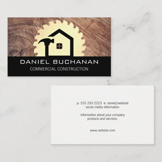 Bouw / Buzz Saw / Houtkorrel Visitekaartje (Voorkant / Achterkant)