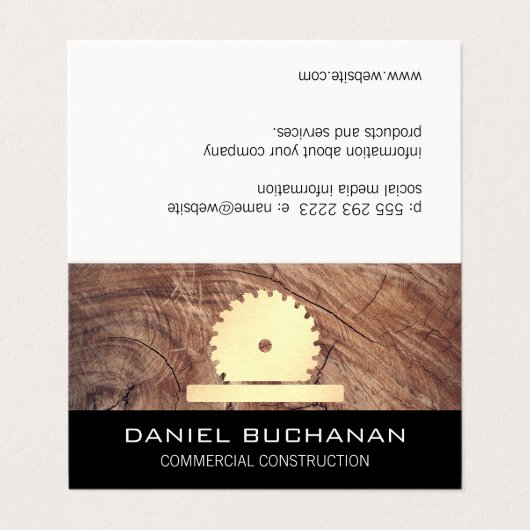 Bouw / Buzz Saw / Houtkorrel Visitekaartje (Buitenkant ongevouwen)