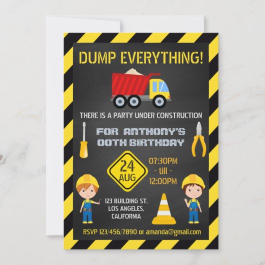 Bouw Chalkboard Birthday Party elke leeftijd Kaart (Voorkant)