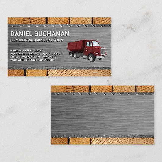 Bouw | Circulaire | Staal hout | Dump Truck Visitekaartje (Voorkant / Achterkant)