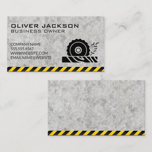 Bouw | Cirkelzaag | Beton Waarschuwing  Visitekaartje (Voorkant / Achterkant)
