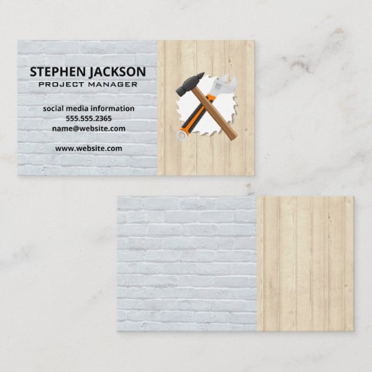 Bouw | Cirkelzaag | Sleutel gereedschap Visitekaartje (Voorkant / Achterkant)