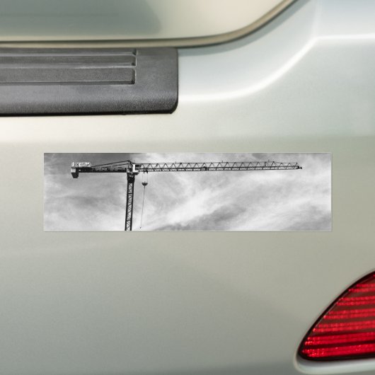 Bouw Crane and Sky Black and White Photo Bumpersticker (Op auto)