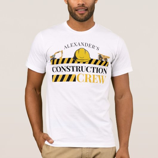 Bouw Crew Boy Verjaardagsfeestje Familie T-shirt (Voorkant)