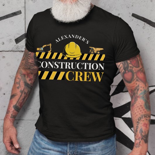 Bouw Crew Boy Verjaardagsfeestje Familie Zwart T-shirt