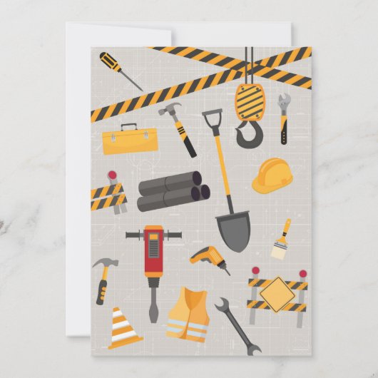 Bouw Crew Kids Verjaardagsfeest Kaart (Achterkant)