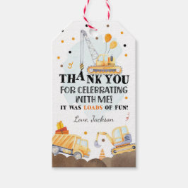 Bouw Dank u Label Dump Truck Boy Birthday Cadeaulabel
