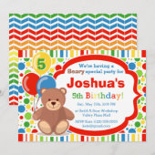 Bouw de verjaardagsfeestuitnodiging van een Beer B Kaart (Voorkant / Achterkant)